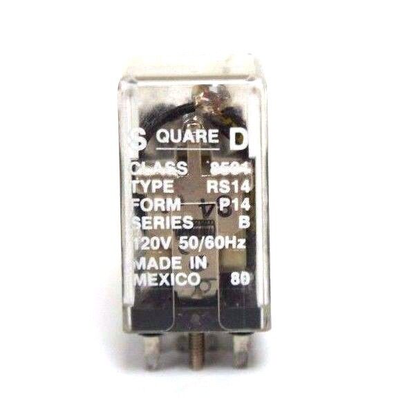 SQUARE D 8501-RS14 RELAY FORM P14, SERIES B, 120V, 50/60HZ, 8501RS14V120