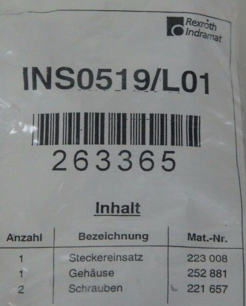 NEW REXROTH INDRAMAT INS0439/L01 CONNECTOR MALE INS0519/L01 PLUG W/ EXTRAS