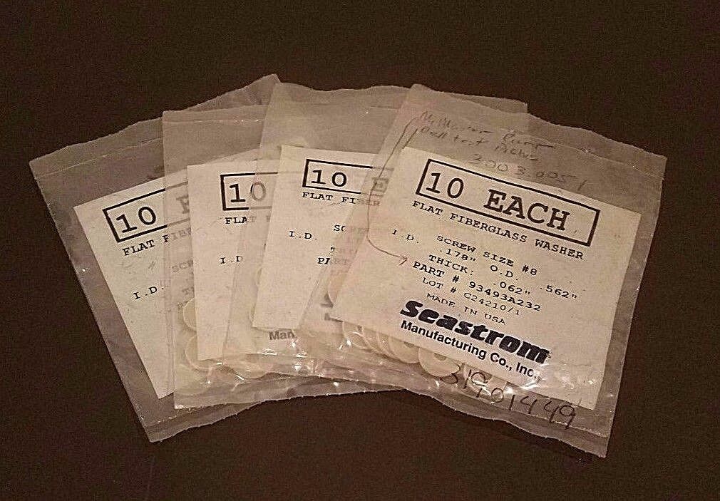 LOT OF 40 NEW SEASTROM 9493A232 FLAT FIBERGLASS WASHERS SCREW SIZE #8