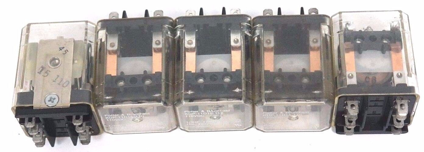 LOT OF 5 POTTER & BRUMFIELD KUP-11D15-110 110VDC RELAYS, KUP11D15110, 110VDC