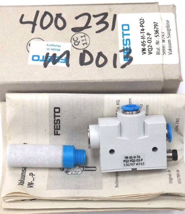 NIB FESTO VN-05-H-T4-PQ2-VQ2-02-P VACUUM GENER 536797 VN05HT4PQ2VQ202P