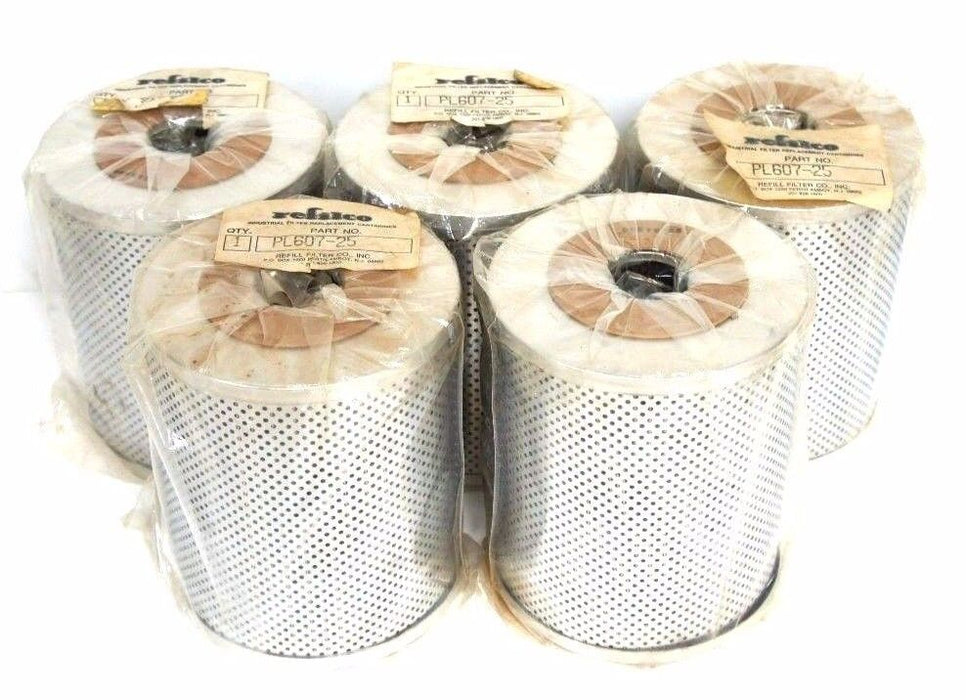 LOT OF 5 NEW REFILL FILTER CO. PL607-25 REFILCO FILTER REPLACEMENT CARTRIDGES