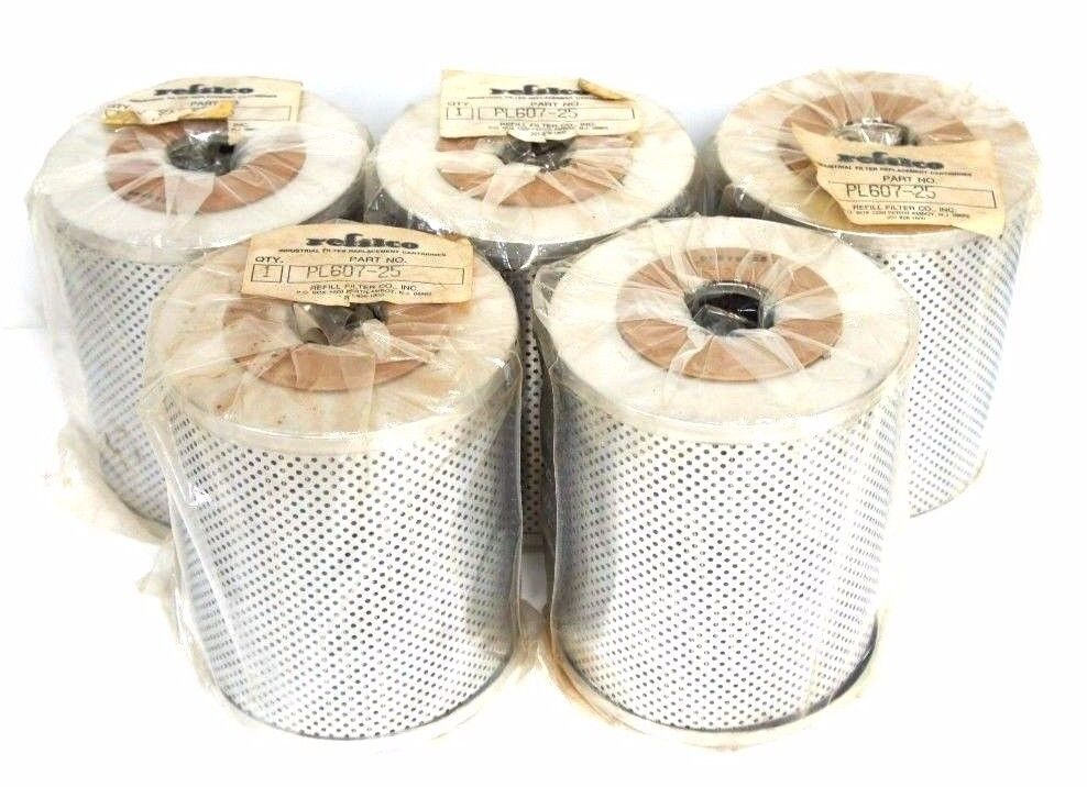 LOT OF 5 NEW REFILL FILTER CO. PL607-25 REFILCO FILTER REPLACEMENT CARTRIDGES