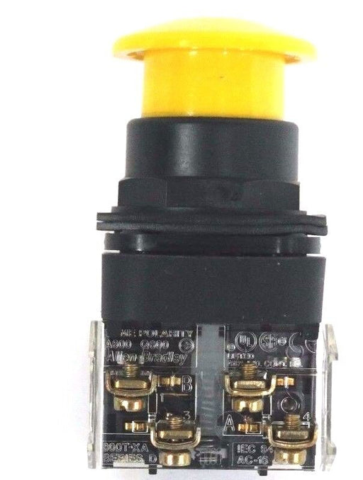 ALLEN BRADLEY 800H-DR PUSHBUTTON 800HDR, SER. F, 800T-XA SER. D, YELLOW CAP