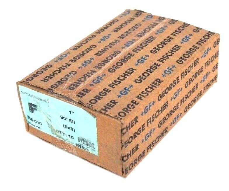 BOX OF 10 NEW GEORGE FISCHER 806-010 SCH. 80, 1" PVC 90 DEG ELBOWS, 806010