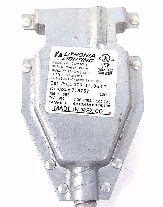 LOT OF 2 LITHONIA LIGHTING QC 120 12 3G 09 CONVERTER W/ CONDUIT CABLE