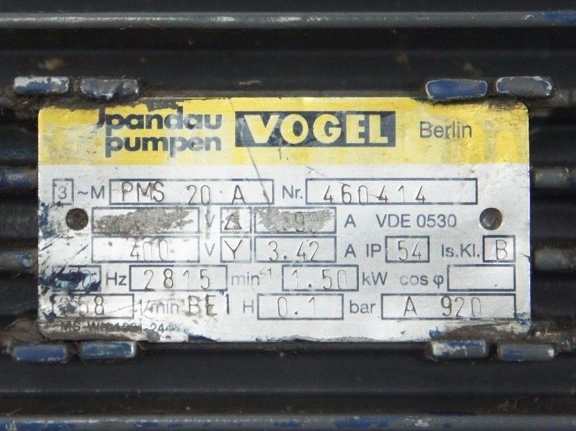 PANDAU PUMPEN VOGEL 3-M-PMS 20 A, SLURRY PUMP NR. 460414, PMS-20-A