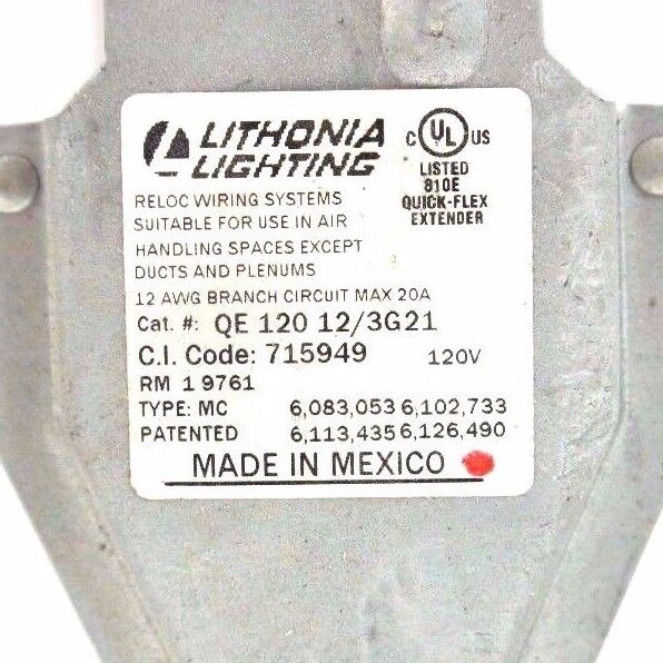 LITHONIA LIGHTING QE 120 12/3G21 QUICK FLEX EXTENDER, QE12012/3G21