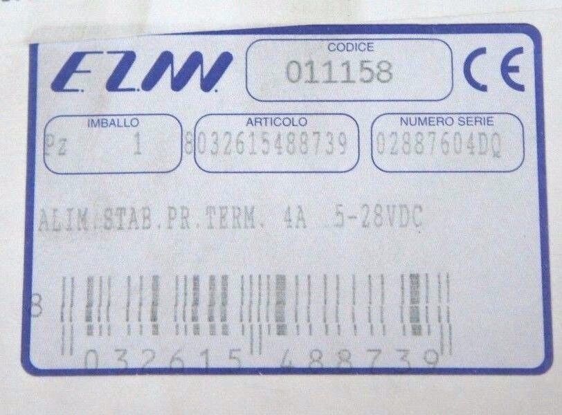 NIB EZM COD. 011158 POWER SUPPLY N.02887604DQ ALIM.STAB.PR.TERM 4A 5-28VDC