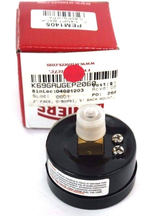 NIB WINTERS PEM1405 PRESSURE GAUGE 2'', 1/4NPT BACK, 0-60PSI/KPA