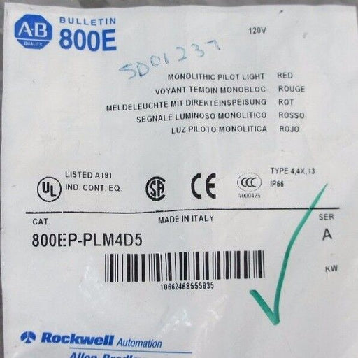 LOT OF 2 NEW ALLEN BRADLEY 800EP-PLM4D5 MONOLITHIC PILOT LIGHT 800EPPLM4D5