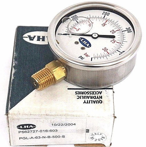 NIB LHA PGL-A-63-N-B-500-S GAUGE 0-500 PSI, PGLA63NB500S