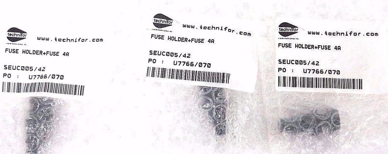 LOT OF 3 NEW TECHNIFOR SEUC005/42 FUSE HOLDERS + FUSE 4A