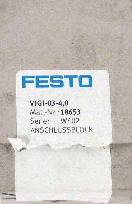 NIB FESTO VIGI-03-4,0 MANIFOLD BLOCK 10BAR/145PS MAT. NR. 18653, SERIE: W402