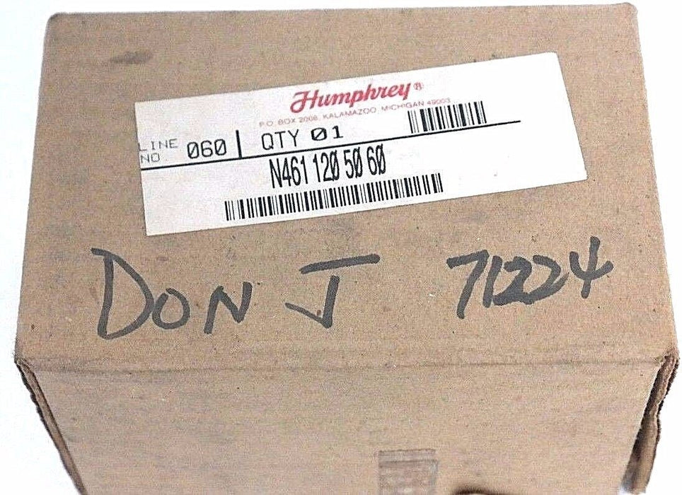 NIB HUMPHREY N461 120 50 60 SOLENOID VALVE, N4611205060