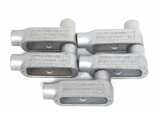 LOT OF 5 NEW APPLETON UNILET 1/2" LB FORM 35 ELBOW ENCLOSURES 4.5 CU IN
