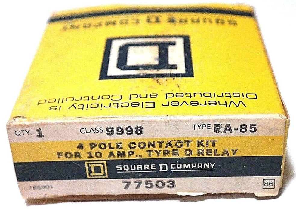 NIB SQUARE D 9998 RA-85 4-POLE CONTACT KIT FOR TYPE D RELAY 9998-RA-85, 77503