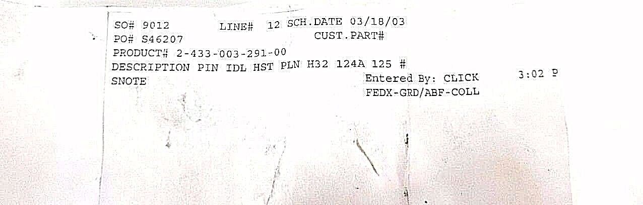 LOT OF 6 NEW 2-433-003-291-00 PIN IDL HST PLN H32 124A 125