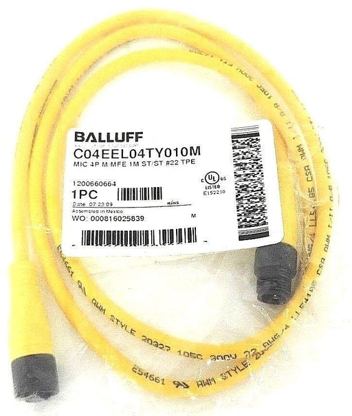 NEW BALLUFF C04EEL04TY010M MIC 4P M/MFE 1M ST/ST #22 TPE