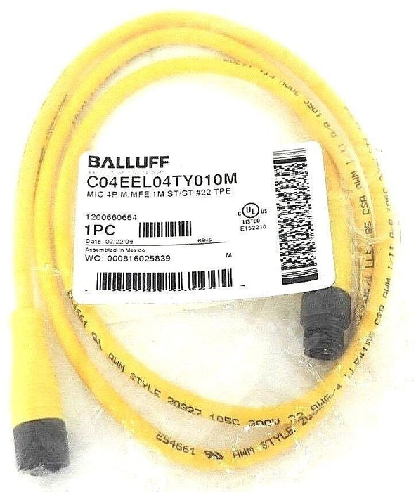 NEW BALLUFF C04EEL04TY010M MIC 4P M/MFE 1M ST/ST #22 TPE