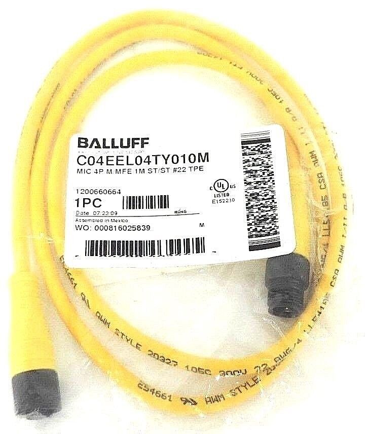 NEW BALLUFF C04EEL04TY010M MIC 4P M/MFE 1M ST/ST #22 TPE