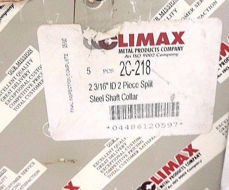 NIB CLIMAX 2C-218, 2 3/16" ID 2 PIECE SPLIT STEEL SHAFT COLLAR - 5 PCS