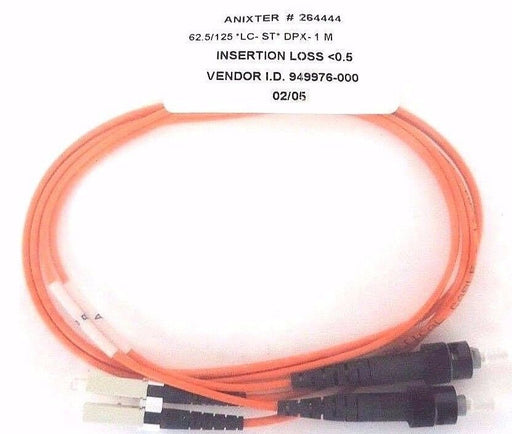 NEW ANIXTER 264444 FIBER OPTIC CABLE 62.5/125 LC-ST DPX-1M INSERTION LOSS 0.5
