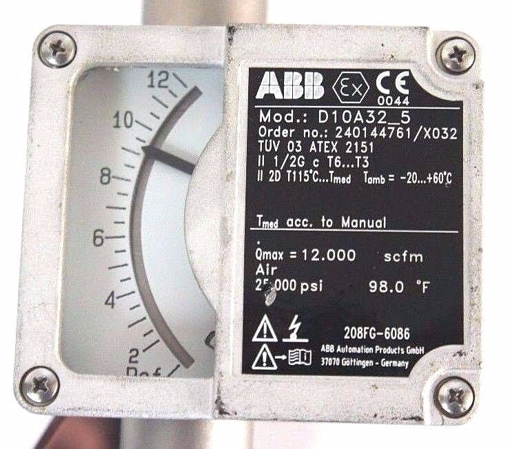 NEW ABB D10A32-5 FLOWMETER 1/2" NPT ORDER NO. 240144761/X032 D10A325