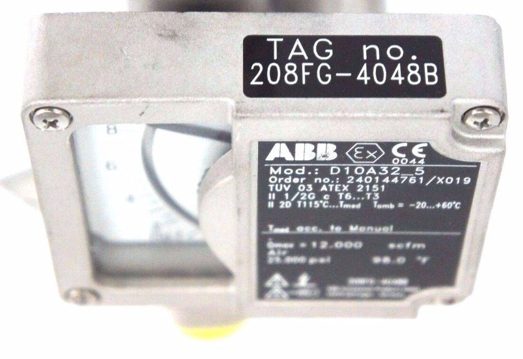 NEW ABB D10A32-5 FLOWMETER 1/2" NPT ORDER NO. 240144761/X019 D10A325