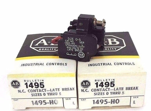 LOT OF 2 NIB ALLEN BRADLEY 1495-H0 N.C. CONTACT LATE BREAK 1495N0, SER. L