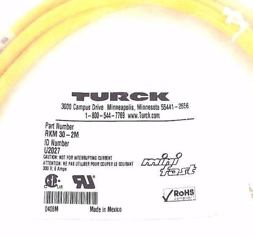 LOT OF 2 TURCK RKM 30-2M CORDSETS U2027, RKM302M