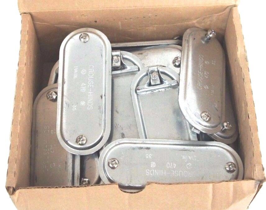 BOX OF 25 NEW COOPER CROUSE HINDS 470 OBROUND COVERS FOR FORM 7 BODY 1-1/4"