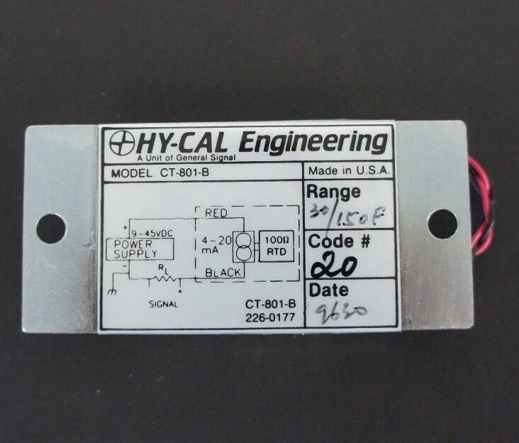 NEW HYCAL CT-801-B-(30/150F)-X2-X5 TRANSMITTER RANGE 30/150 DEG F, 226-0177