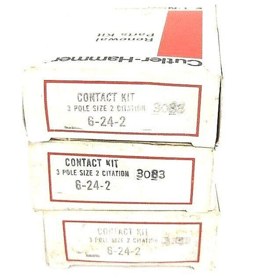 LOT OF 3 NIB CUTLER-HAMMER 6-24-2 CONTACT KITS 6242, 3-POLE, SIZE 2