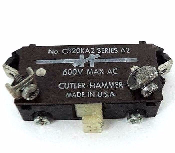 LOT OF 2 NIB CUTLER-HAMMER C320KA2 AUXILIARY CONTACTS 600V MAX AC SER. A2