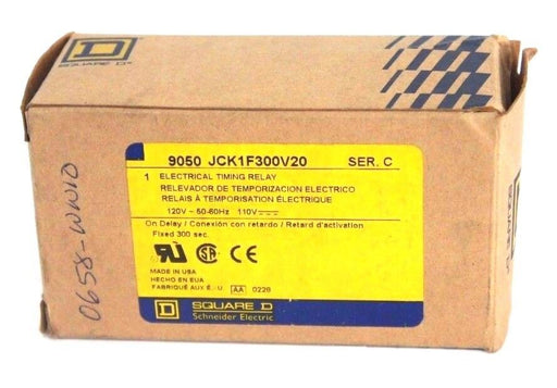 NIB SQUARE D 9050-JCK1F300V20 SER. C ELECTRICAL TIMING RELAY 120V 50-60HZ 110V