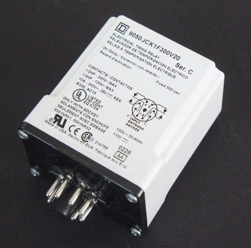 NIB SQUARE D 9050-JCK1F300V20 SER. C ELECTRICAL TIMING RELAY 120V 50-60HZ 110V