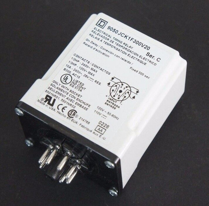 NIB SQUARE D 9050-JCK1F300V20 SER. C ELECTRICAL TIMING RELAY 120V 50-60HZ 110V