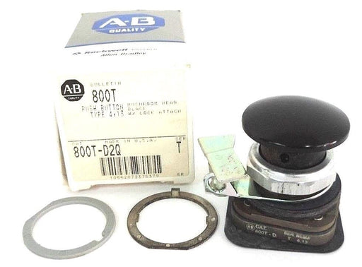 NIB ALLEN BRADLEY 800T-D2Q PUSH BUTTON 800TD2Q, BLACK W/ LOCK ATTACH SER. T