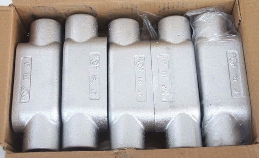 BOX OF 5 NEW STEEL ELECTRIC T37F7 1" THREADED CONDUIT BODIES FORM 7, TYPE T, T37