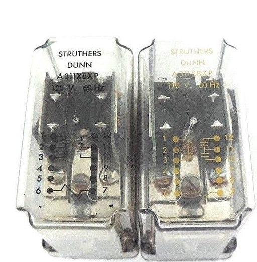 LOT OF 2 STRUTHERS DUNN A311XBXP RELAY CONTACTS-DPDT, COIL- 120V 60HZ