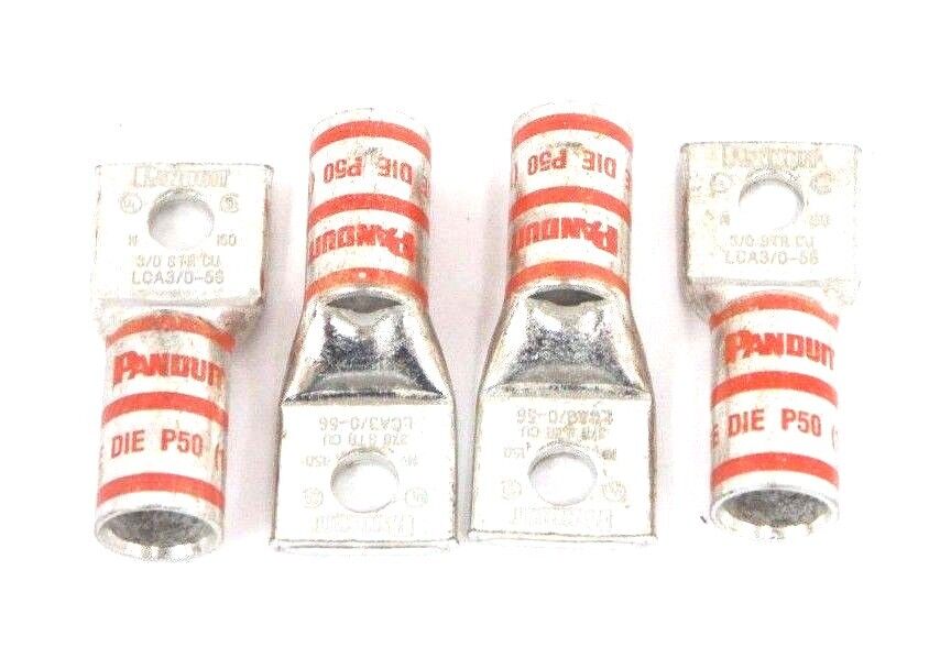 BOX OF 4 NEW PANDUIT LCA3/0-56-X COPPER LUGS STANDARD BARREL ONE HOLE