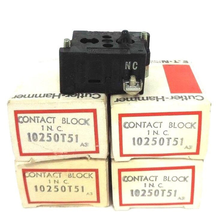 LOT OF 4 NIB CUTLER HAMMER 10250T51 SER. A3 CONTACT BLOCKS 1 N.C.
