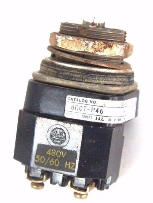 ALLEN BRADLEY 800T-P46 SER. N PILOT LIGHT W/ 480V 50/60HZ TRANSFORMER & BULB