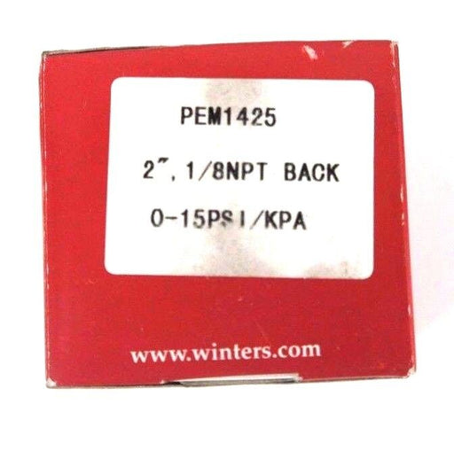 LOT OF 2 NIB WINTERS PEM1425 PRESSURE GAUGES 2" FACE, 1/8" NPT, 0-15PSI