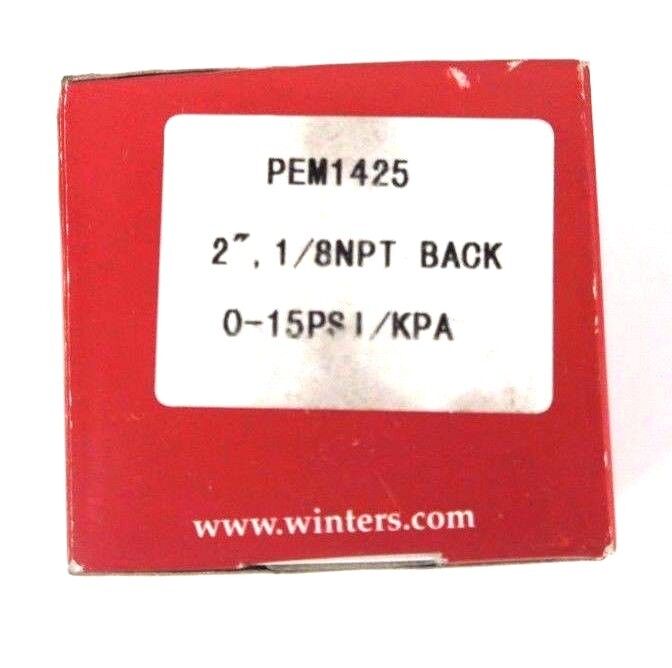 LOT OF 2 NIB WINTERS PEM1425 PRESSURE GAUGES 2" FACE, 1/8" NPT, 0-15PSI