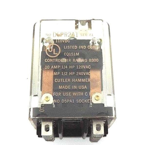 NIB CUTLER HAMMER D5PR2A1 SER. A1 PLUG IN RELAY D.P.D.T 110V