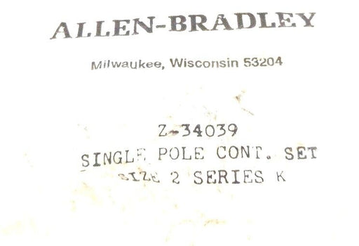 NIB ALLEN BRADLEY Z-34039 SER. K, SIZE 2, CONTACT SET Z34039