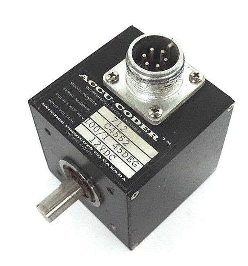 ACCU-CODER 712 INCREMENTAL SHAFT ENCODER, 100/1 45DEG, 12VDC