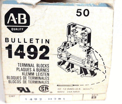 LOT OF 40 NEW ALLEN BRADLEY 1492-H2BL TERMINAL BLOCKS SERIES B 1492H2BL